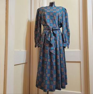 Vtg Susan Hutton Maxi Women's Dress Pleated Skirt and Blouse Set